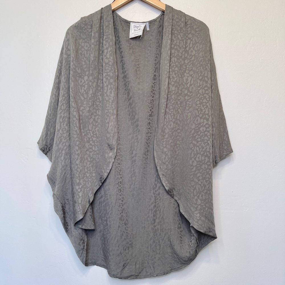 Style Rack | Cheetah Print Textured Open Front Kimono Jacket Cardigan - Picture 3 of 13